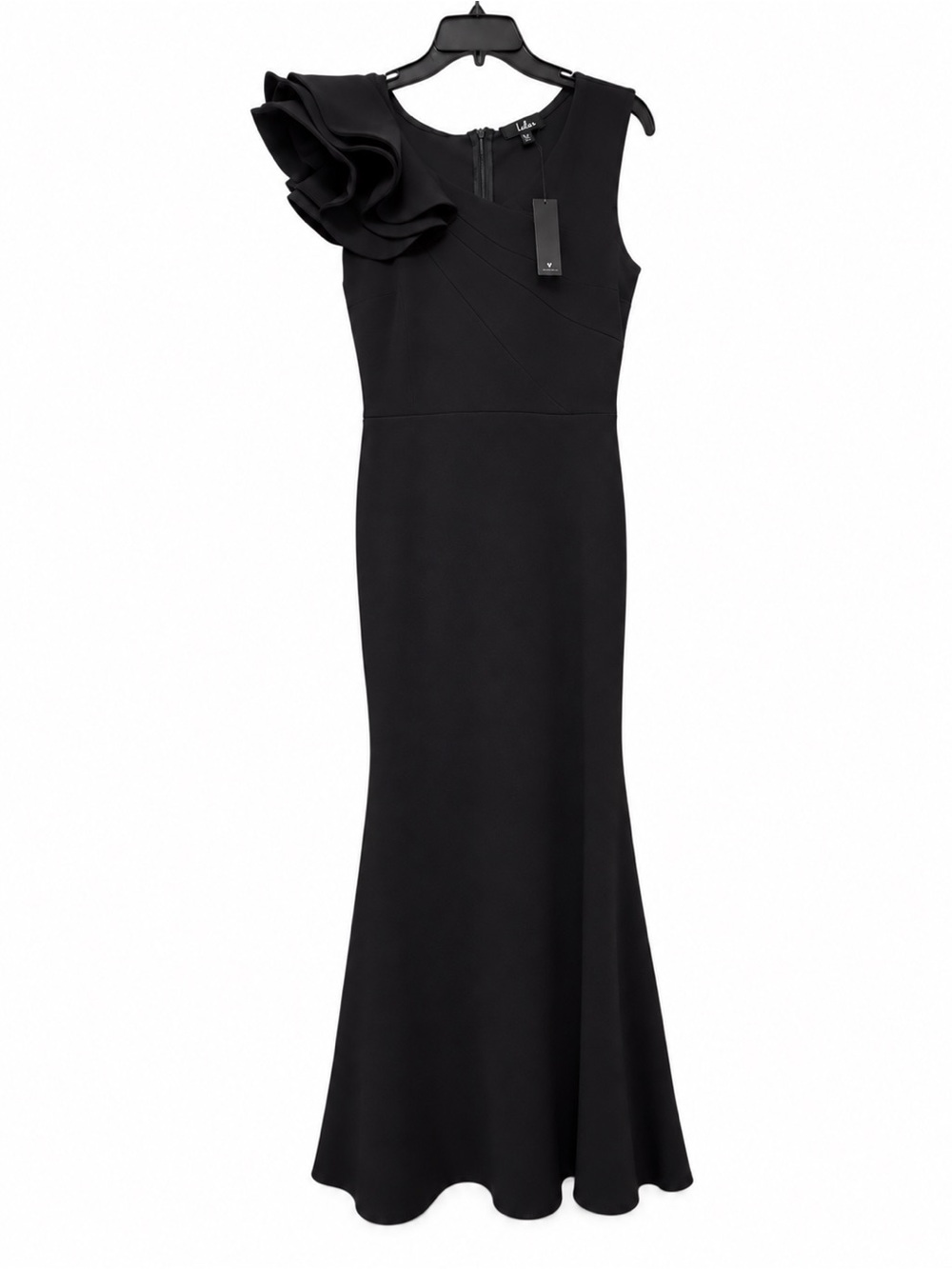 Lulu's Black One-Shoulder Ruffle Gown - Picture 3 of 9